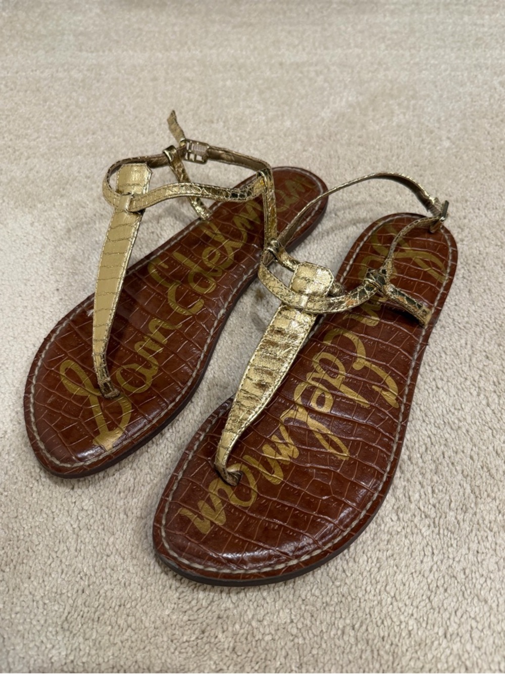 Sam Edelman Gigi Metallic Gold Thong Sandals